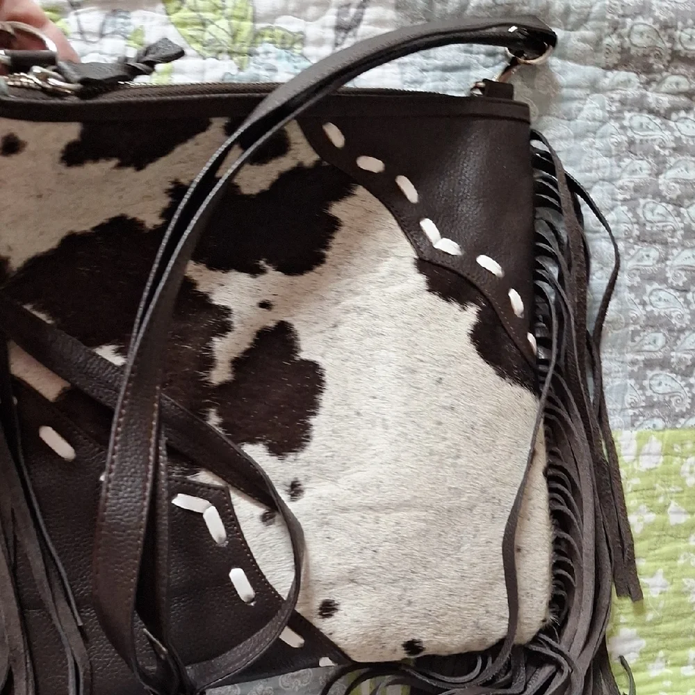 Classy COWGIRL Fringe Black and White Shoulder Bag